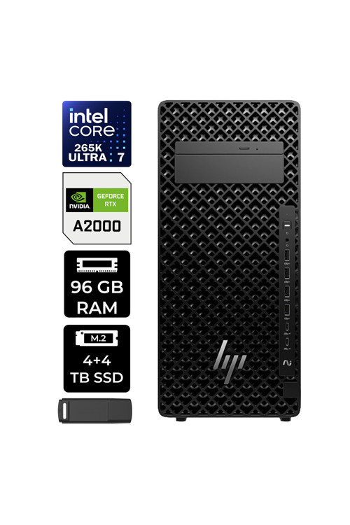 Z2 G1i Core Ultra 7 265K RTX 2000 Ada 16GB 96GB RAM 4TB SSD + 4TB SSD Win11 Home A2KR1ESPN377 Masaüstü İş İstasyonu + PER4 USB Bellek