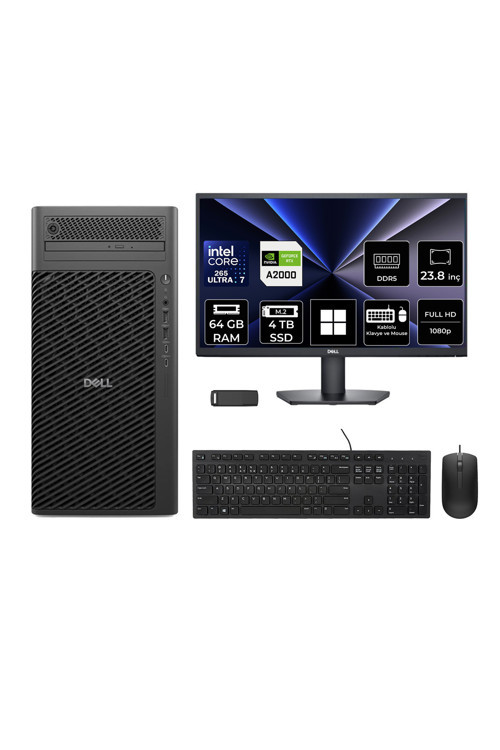 Pro Max T2 Core Ultra 7 265 RTX 2000 Ada 16GB 64GB RAM 4TB SSD + 4TB SSD 23.8" FHD Win11 Pro FCT22506P707 Masaüstü İş İstasyonu + PER4 USB Bellek