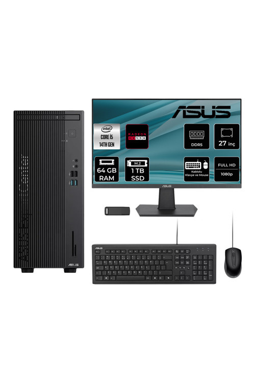 ExpertCenter D501MER Core i5 14500 RX 550 4GB 64GB RAM 1TB SSD 27" FHD FreeDOS DI51000B0D100P974 Masaüstü Bilgisayar + PER4 USB Bellek