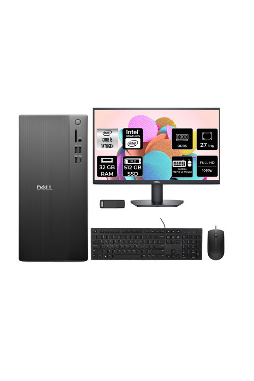 Tower Essential QVT1260 Core i5 14500 32GB RAM 512GB SSD 27" FHD FreeDOS BTO005BQVT1260P905 Masaüstü Bilgisayar + PER4 USB Bellek