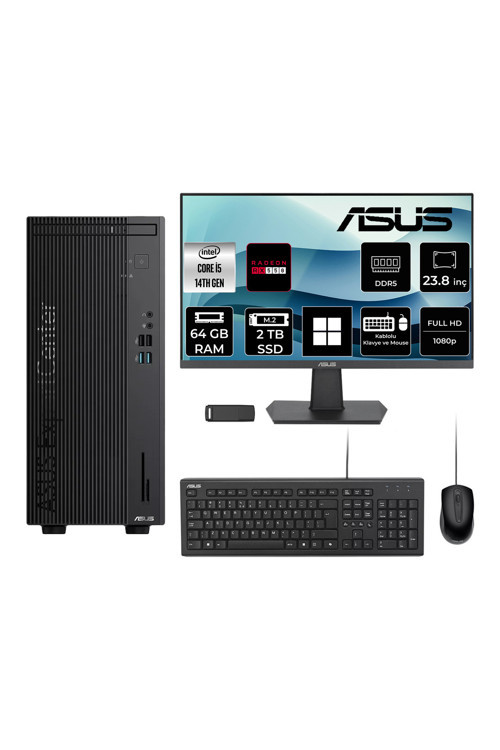 ExpertCenter D501MER Core i5 14500 RX 550 4GB 64GB RAM 2TB SSD 23.8" FHD Win11 Home DI51000B0D100P695 Masaüstü Bilgisayar + PER4 USB Bellek