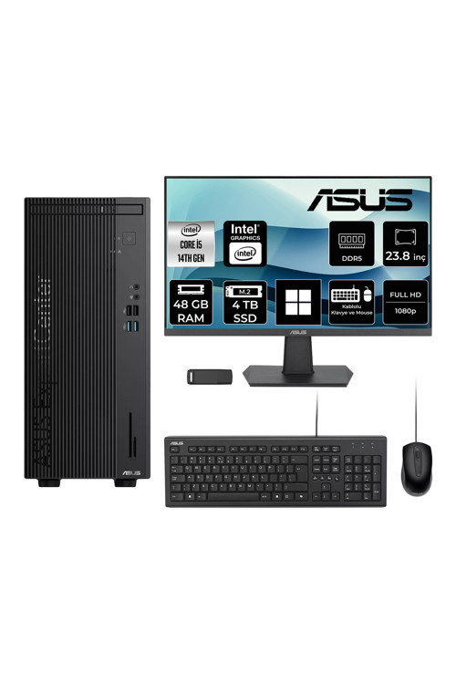 ExpertCenter D501MER Core i5 14500 48GB RAM 4TB SSD 23.8" FHD Win11 Home DI51000B0D100P632 Masaüstü Bilgisayar + PER4 USB Bellek