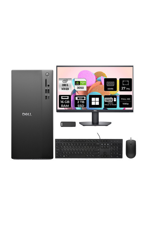 Tower Essential QVT1260 Core i5 14500 RTX 3050 6GB 16GB RAM 2TB SSD 27" FHD Win11 Pro BTO005BQVT1260P1123 Masaüstü Bilgisayar + PER4 USB Bellek