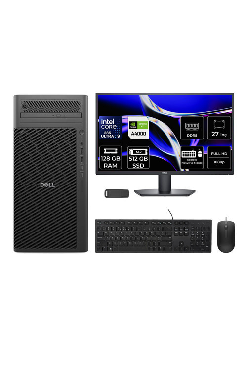 Pro Max T2 Core Ultra 9 285 RTX 4000 Ada 20GB 128GB RAM 512GB SSD 27" FHD FreeDOS FCT225012P763 Masaüstü İş İstasyonu + PER4 USB Bellek