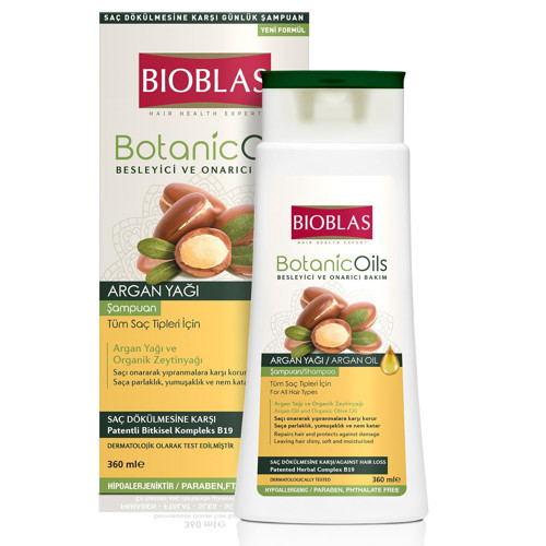 Saç Dökülmesine Karşı Şampuan – Argan & Zeytinyağı İçerikli, Biocomplex B19, Parlak
