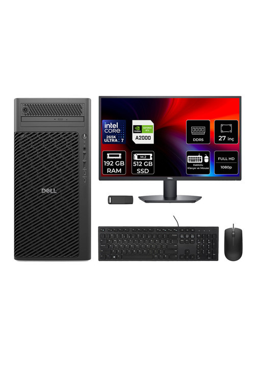 Pro Max T2 Core Ultra 7 265K RTX 2000 Ada 16GB 192GB RAM 512GB SSD 27" FHD FreeDOS FCT22507P775 Masaüstü İş İstasyonu + PER4 USB Bellek