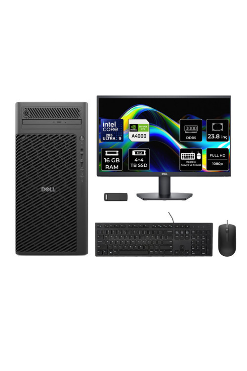 Pro Max T2 Core Ultra 9 285 RTX 4000 Ada 20GB 16GB RAM 4TB SSD + 4TB SSD 23.8" FHD FreeDOS FCT225012P593 Masaüstü İş İstasyonu + PER4 USB Bellek