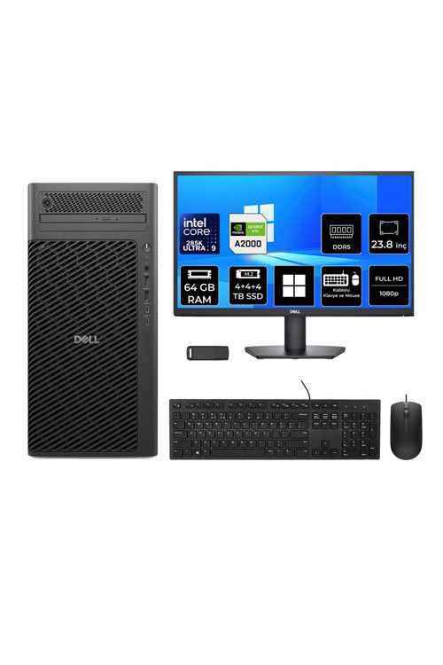 Pro Max T2 Core Ultra 9 285K RTX 2000 Ada 16GB 64GB RAM 12TB SSD 23.8" FHD Win11 Pro FCT225011P708 Masaüstü İş İstasyonu + PER4 USB Bellek