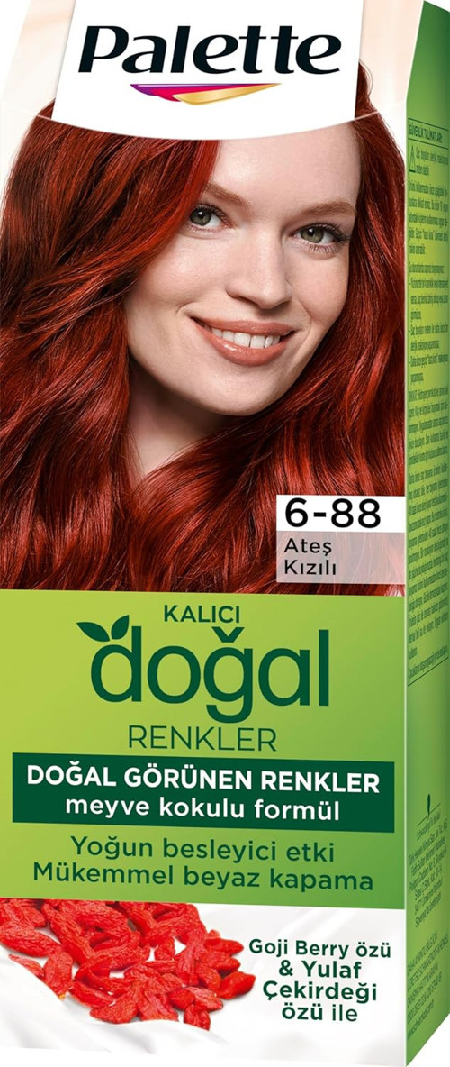Kalıcı Doğal Renkler Saç Boyası 6-88 Ateş Kızılı Saç Boyası
