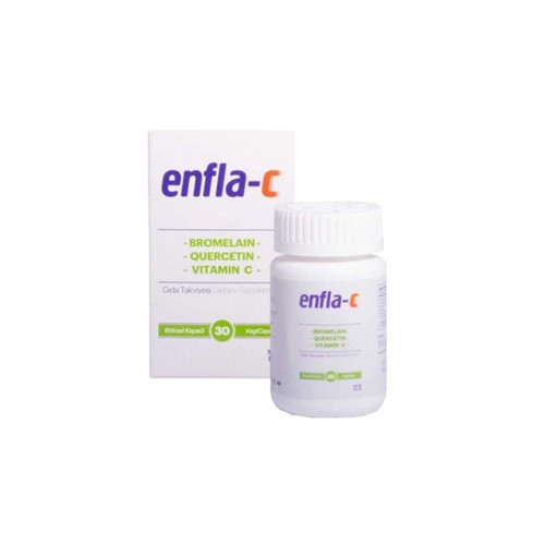 Enfla C 30 Kapsül Sade Aroma İle Yetişkinler için Vitamin C, Bromelain Quercetin İçerir