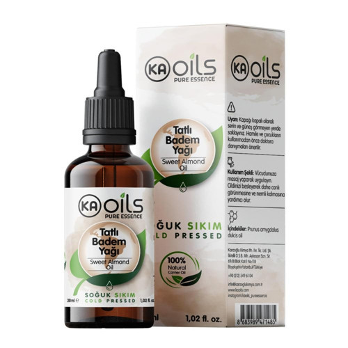 Tatlı Badem Yağı 30 ml – 100% Sweet Almond Oil | Saf Soğuk Sıkım | Doğal Taşıyıcı Yağ