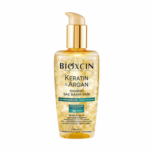 Keratin & Argan Onarıcı Saç Bakım Yağı 150 ml – Yıpranmış Saçlar İçin Nemlendirici Parlak