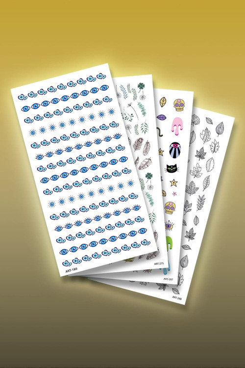 4'lü Tırnak Dövmesi Seti, Tırnak Sticker Seti, Nail , Tattoo
