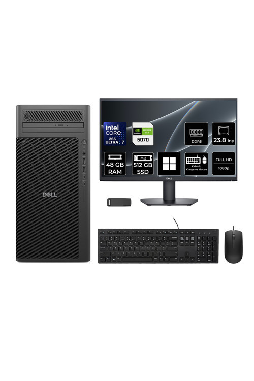 Pro Max T2 Core Ultra 7 265 RTX 5070 12GB 48GB RAM 512GB SSD 23.8" FHD Win11 Home FCT2250416P649 Masaüstü İş İstasyonu + PER4 USB Bellek