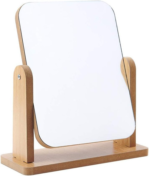 13x18 cm Ahşaptan 360 Derece Dönebilen Masaüstü Standlı Ayarlanabilir Makyaj Aynası Masaüstü A