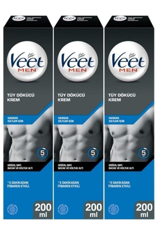 Erkeklere Özel Tüy Dökücü Hassas Ciltler 600ml (200 ml x 3 Adet)