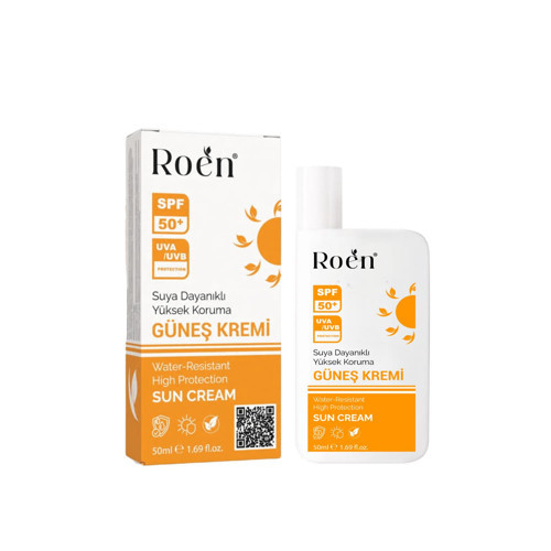 SPF 50+ Suya Dayanıklı Kremi, UVA/UVB Koruma, Nemlendirici Etkili, 50ml