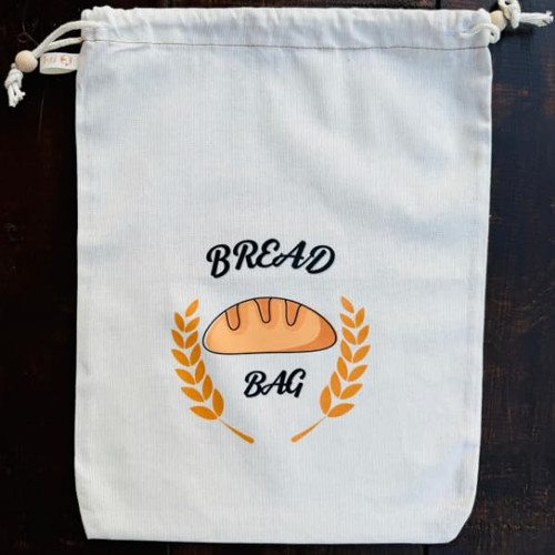 Baskılı Çok Amaçlı Bez Kumaş %100 Ham Pamuk (Bread Bag, 30x40 cm)