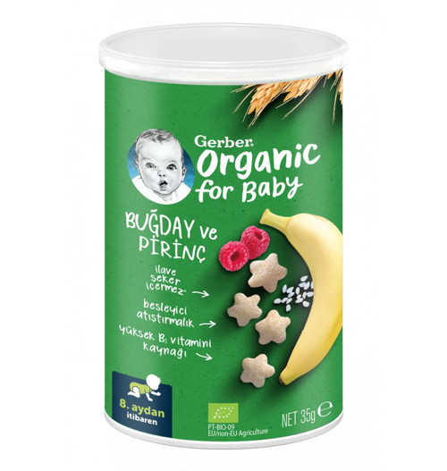 Pirinçli, Buğdaylı, Muzlu Ahududulu Bebek Atıştırmalığı 35 g
