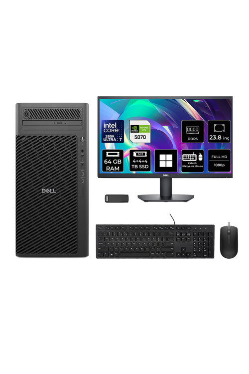 Pro Max T2 Core Ultra 7 265K RTX 5070 12GB 64GB RAM 12TB SSD 23.8" FHD Win11 Pro FCT22505P708 Masaüstü İş İstasyonu + PER4 USB Bellek
