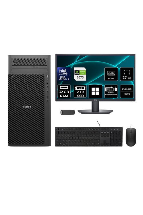 Pro Max T2 Core Ultra 7 265K RTX 5070 12GB 32GB RAM 2TB SSD 27" FHD Win11 Pro FCT22505P837 Masaüstü İş İstasyonu + PER4 USB Bellek