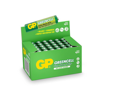 Batteries GP24G Greencell R03/1212/AAA İnce Pil, 1.5 Volt, 40'lı Kutu, Yeşil/Sarı/