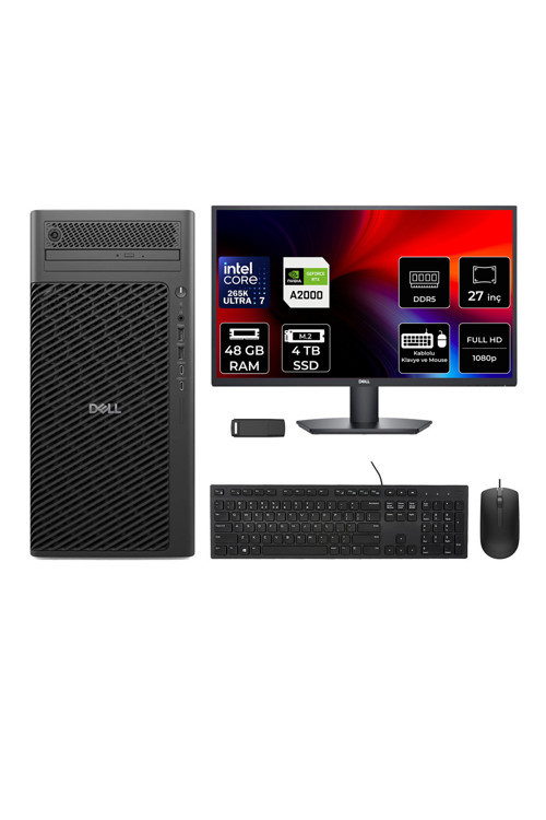 Pro Max T2 Core Ultra 7 265K RTX 2000 Ada 16GB 48GB RAM 4TB SSD 27" FHD FreeDOS FCT22507P748 Masaüstü İş İstasyonu + PER4 USB Bellek
