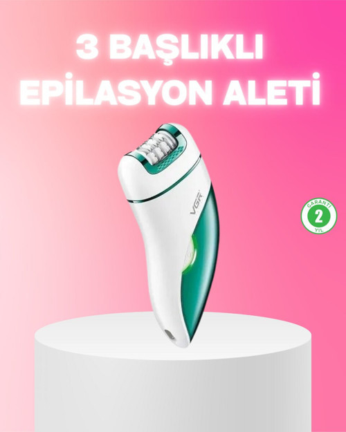 3 in 1 Metal Başlıklı Su Geçirmez Epilasyon Cihazı - Tüy Alma, Tıraş ve Şekillendirme