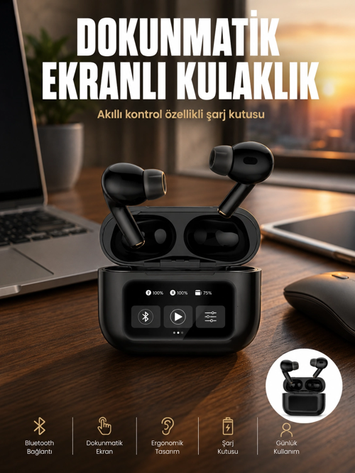 zeyta12 Yeni Nesil Pro Ekranlı Bluetooth Kulaklık 5.0 Bluetooth Yeni Nesil zeytan45