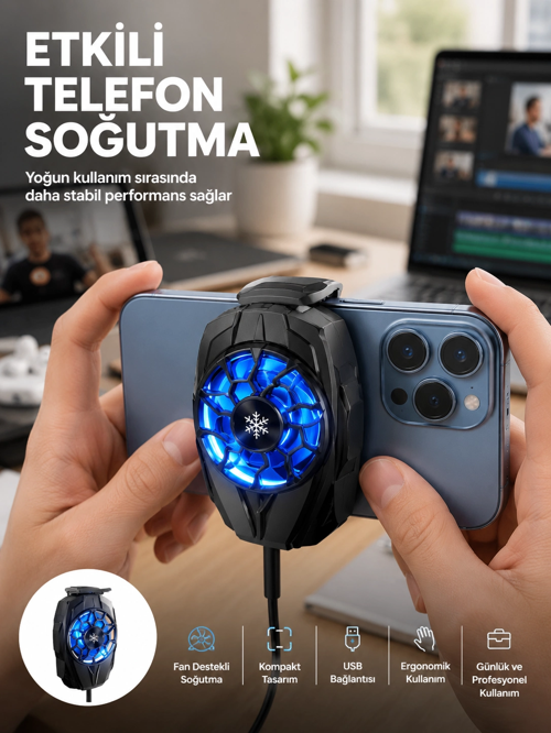 zeyta12 Telefon Soğutucu Fan Güçlü Motor Radyatör Cep Telefon Soğutma zeytan45