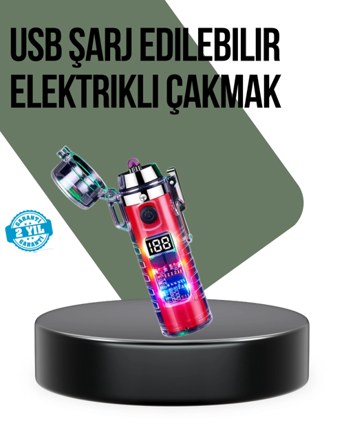 zentya4516 Mey İthalat® Güç Göstergeli Şarjlı Fenerli USB Elektrikli Çakmak zd4526