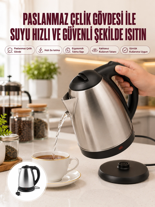 zeyta12 Çelik Su Isıtıcı Kettle Dayanıklı Paslanmaz Çelik Uzun Ömürlü zeytan45
