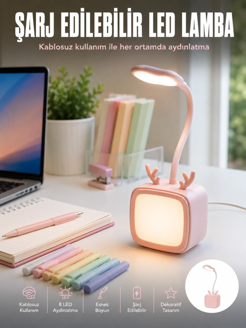 zeyta12 Esnek Gövdeli Led Masa Lambası Taşınabilir Gece Aydınlatması zeytan45