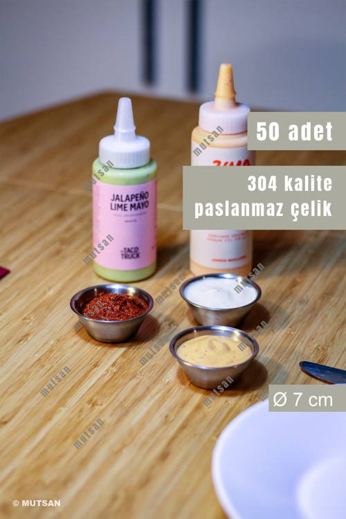50’li Paslanmaz Çelik Joker Sosluk Seti 7 Cm | Baharat, Ketçap, Hamburger Yanı | Kafe, Restoran