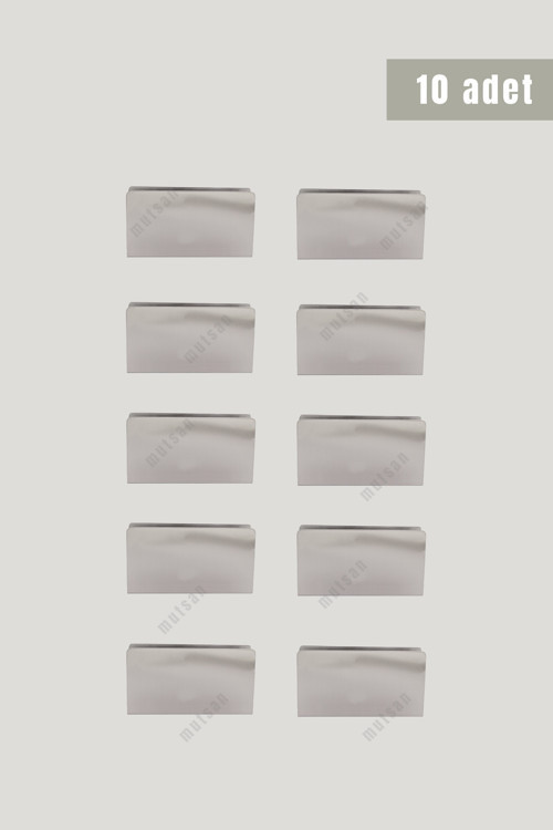 10'lu - Paslanmaz Çelik Dikdörtgen Peçetelik - Çok Amaçlı / Masaüstü Dekoratif Peçetelik - 13 x 7 cm