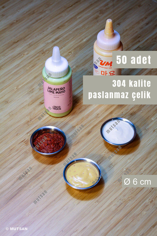 50’li Paslanmaz Çelik Joker Sosluk Seti 6 cm | Baharat, Ketçap, Hamburger Yanı | Kafe, Restoran