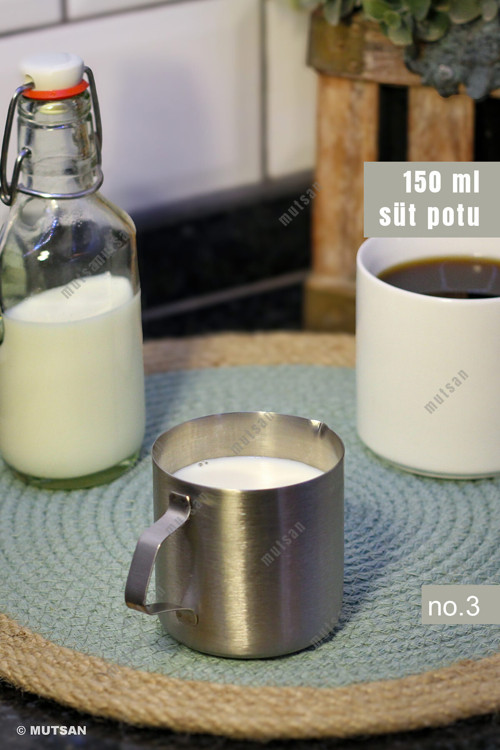 304 Paslanmaz Çelik Sütlük No.3 - 150 ml | Küçük Krema ve Süt Potu | Pitcher | Süt Sunum Kabı