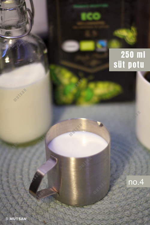 304 Paslanmaz Çelik Sütlük No.4 - 250 ml | Küçük Krema ve Süt Potu | Pitcher | Süt Sunum Kabı