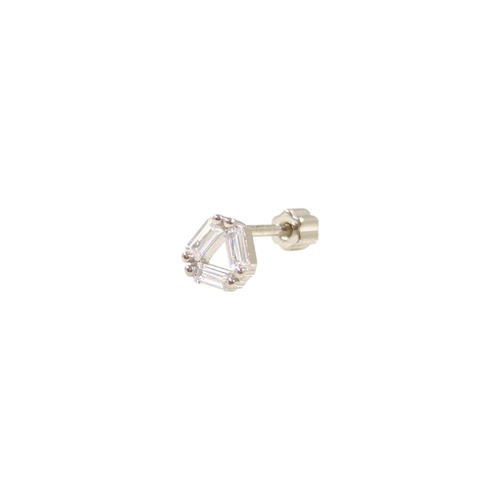 BAGET ÜÇGEN GÜMÜŞ TRAGUS PIERCING - RODYUM BEYAZ