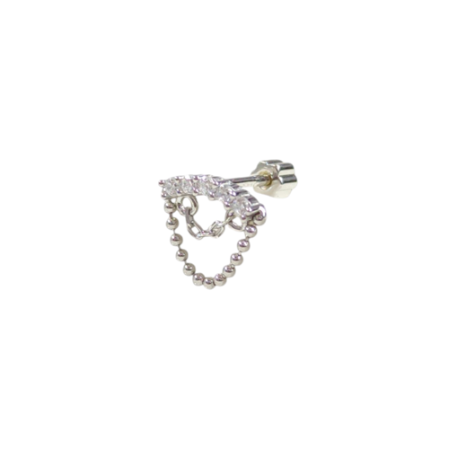 SALLANTILI SIRATAŞ GÜMÜŞ TRAGUS PIERCING - RODYUM BEYAZ