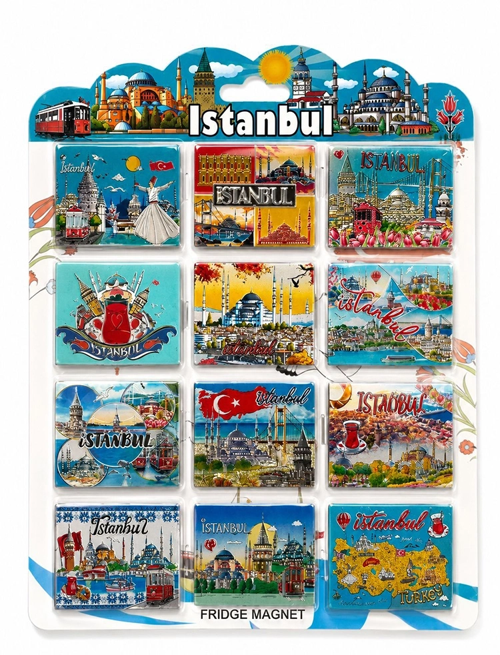 İstanbul Temalı Silikon Buzdolapı Süsü Magnet 12'Li Set Alk5806