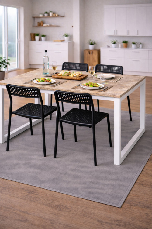 5'Li Mutfak Masa Takımı, 4 Sandalye Ve 1 Masa, Yemek Odası, Bahçe Takımı, 4 Kişilik, Metal Ayaklı