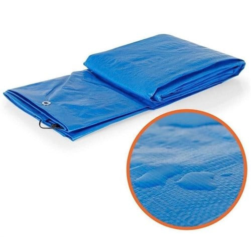 4x6 (24 m²) Çadır Brandası PVC Su Geçirmez Tente Gölgelik Kamp Brandası - Mavi