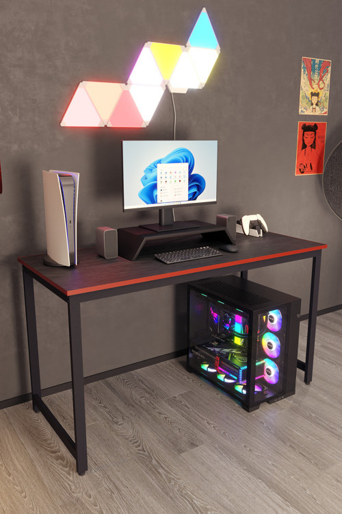 Siyah Oyuncu Masası 60X140 Cm, Siyah Renk Bilgisayar Masası, Gamer Masası, Gaming Masa