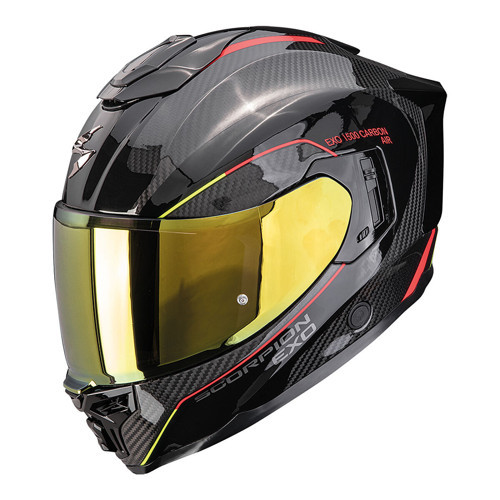 EXO-1500 Air Carbon Mundi Kapalı Motosiklet Kaskı Siyah Kırmızı Sarı