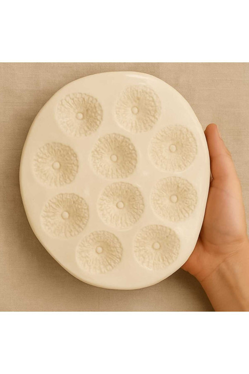 cogo Ceramic El Yapımı Dokulu Seramik Boya Paleti – 10 Gözlü