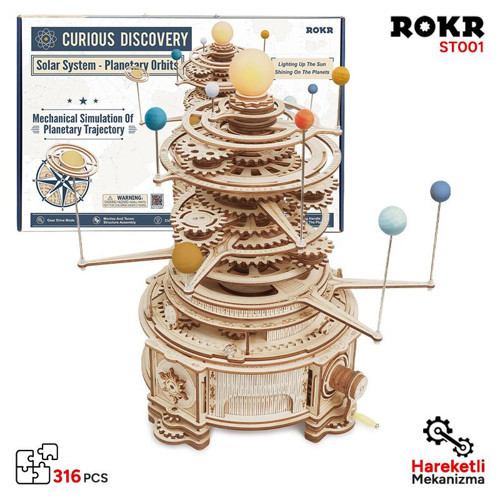 St001 Mechanical Orrery Diy Mechanical 3D Puzzle Maket Model Seti 3D Model Kit Ahşap Maket Dekoratif Hobi Hareketli