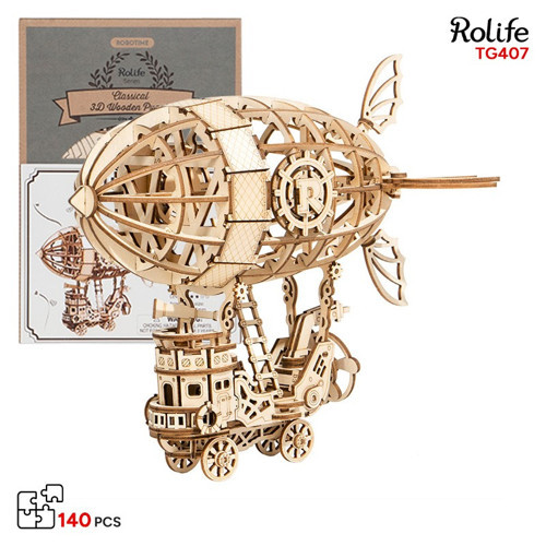 Tg407 Zeplin (Airship) Diy Minyatür Maket Model Seti Ahşap 3D Wooden Puzzle 3D Model Kit Ahşap Maket Hobi Seti