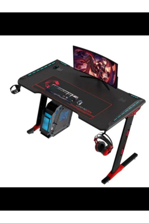 Raptor Il Serisi Z Şeklinde Rgb Akıcı Işıklı Oyun Masası (Boyut: 140-60-72 Cm), (800×300×3 mm - Fare