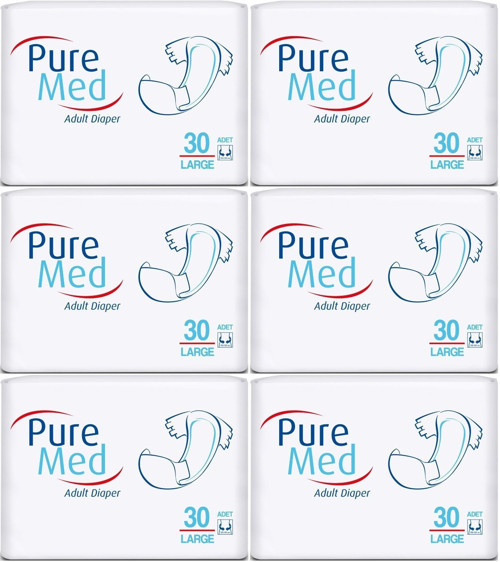 Yetişkin Bezi Bel Bantlı Tekstil Yüzey L - Büyük - Large 180 Adet (6PK*30)